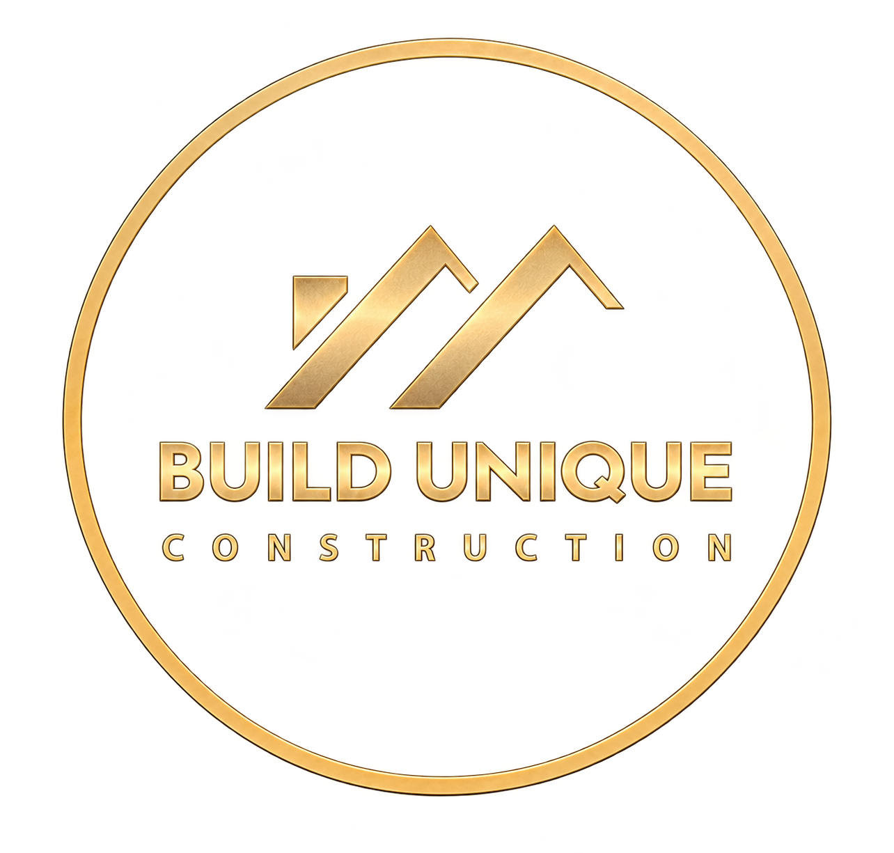 Gold Build Unique Construction logo, transparent background